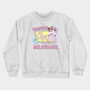 Powered By Love Milkshake Retro 80s 90s Who Loves Milkshakes Couples Design Crewneck Sweatshirt